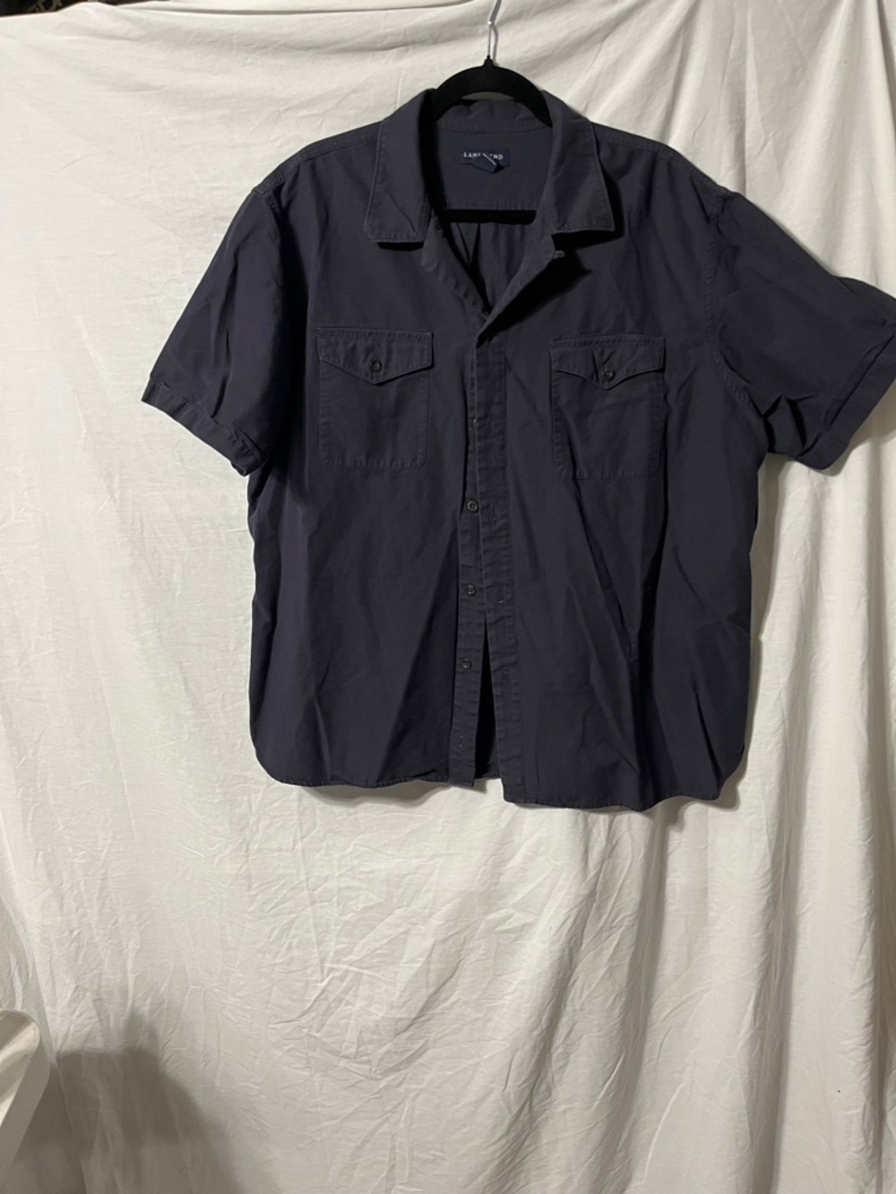 Lands' End Short-Sleeve Button-Down Shirt in Dark Navy
